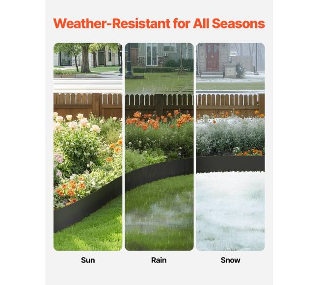 Plieninė kraštų tvora juoda 6 vnt. 1016 x 203 mm2