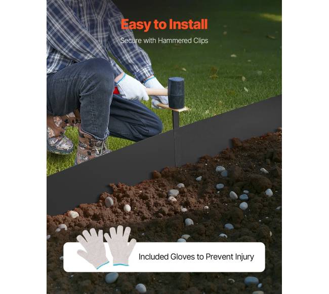 Plieninė kraštų tvora juoda 6 vnt. 1016 x 203 mm4