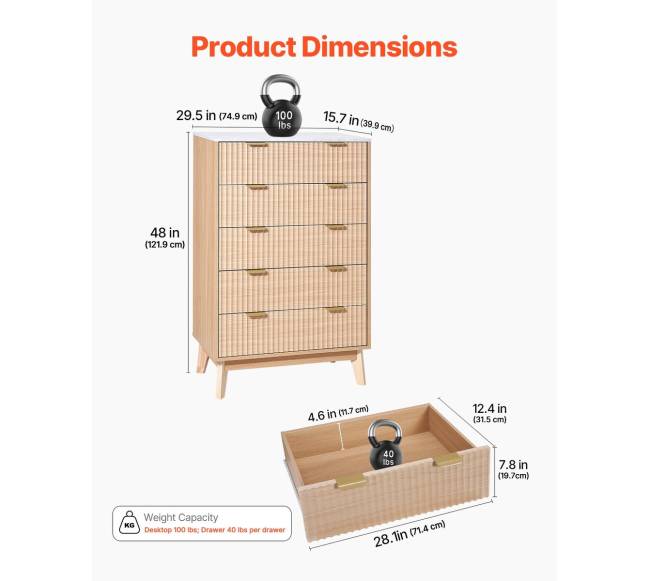 5 stalčių medinė komoda su priešaplampimu2