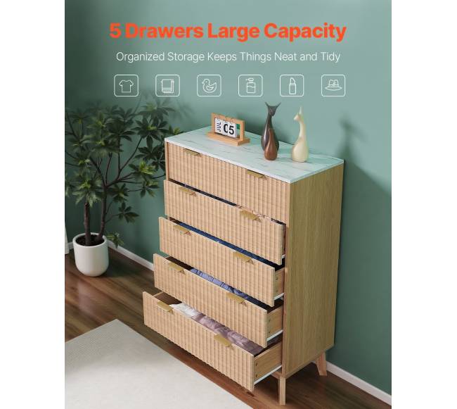 5 stalčių medinė komoda su priešaplampimu3