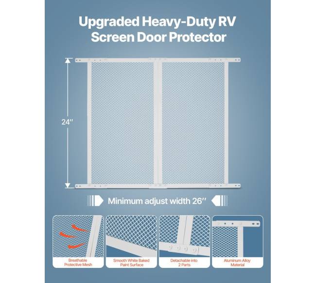 Baltos spalvos RV durų grotelės naminių gyvūnų apsaugai1