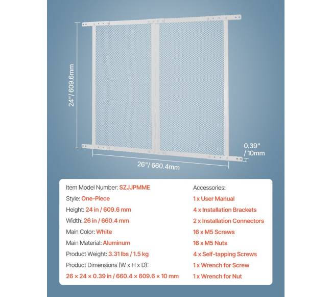 Baltos spalvos RV durų grotelės naminių gyvūnų apsaugai6