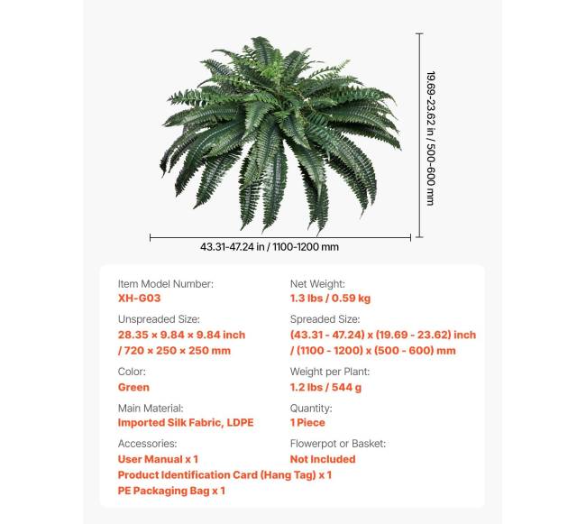 Dirbtinis Bostono papartis su 88 šakelėmis6