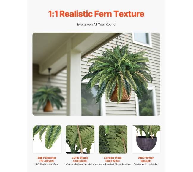 Dirbtinė Bostono papartis 80 šakų dekorui2