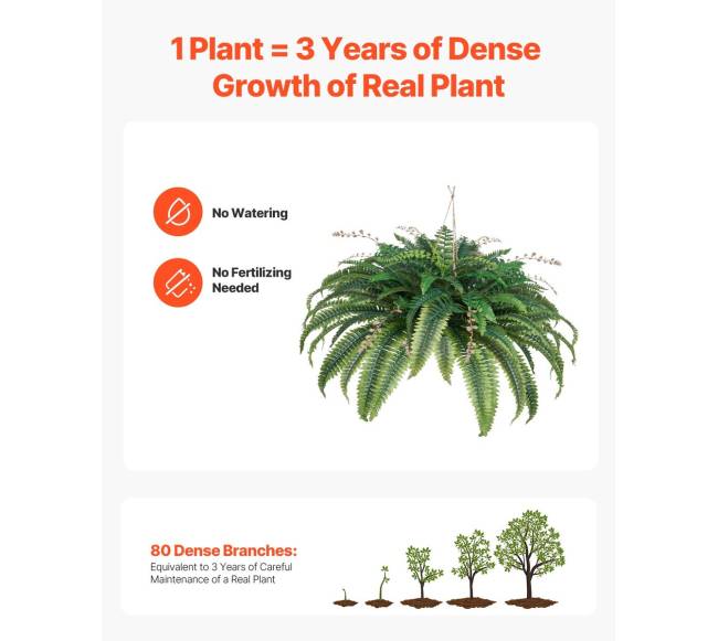 Dirbtinė Bostono papartis 80 šakų dekorui3