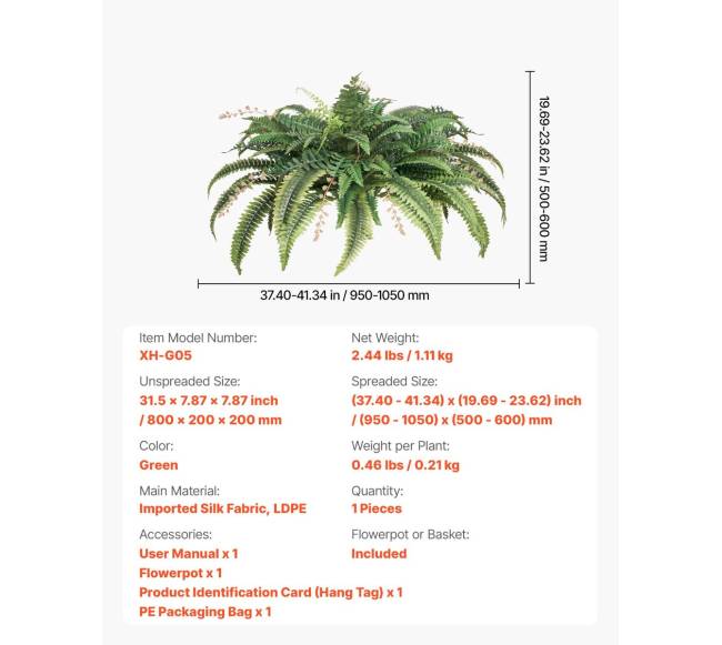 Dirbtinė Bostono papartis 80 šakų dekorui6