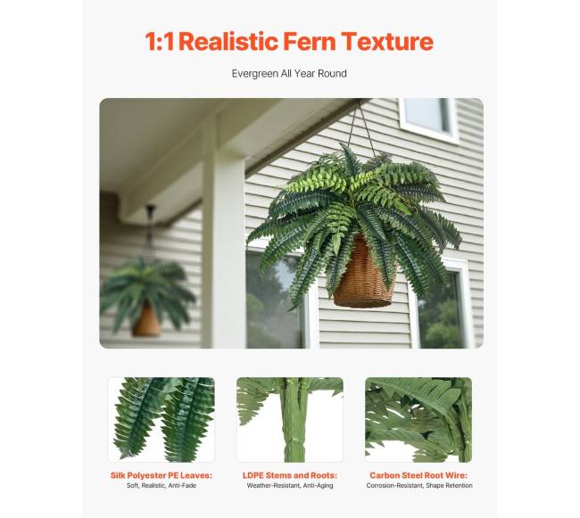 2 vnt. dirbtinių Bostono paparčių 35 šakos2