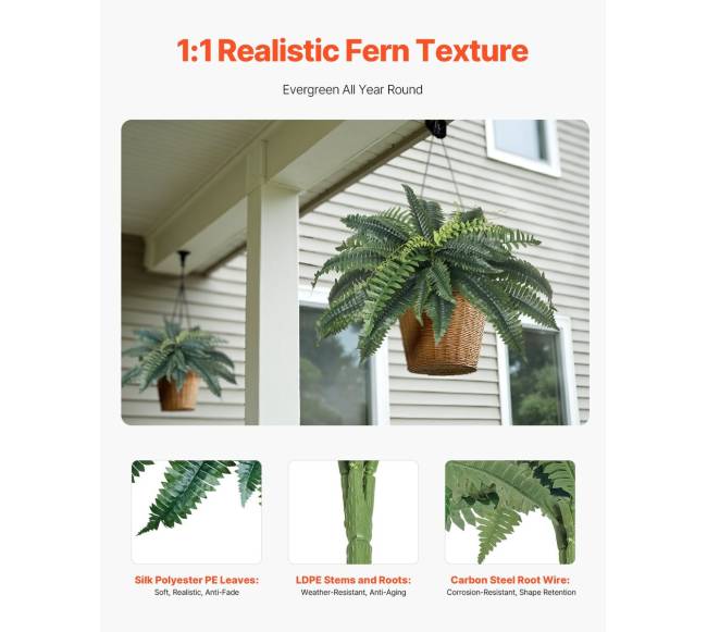 Dirbtiniai Bostono paparčiai 2 vnt.2