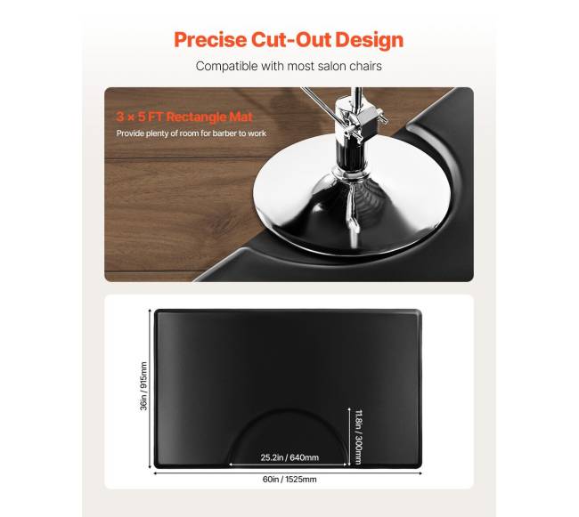 Stačiakampis kilimėlis plaukų stilistams 1525 x 915 mm3