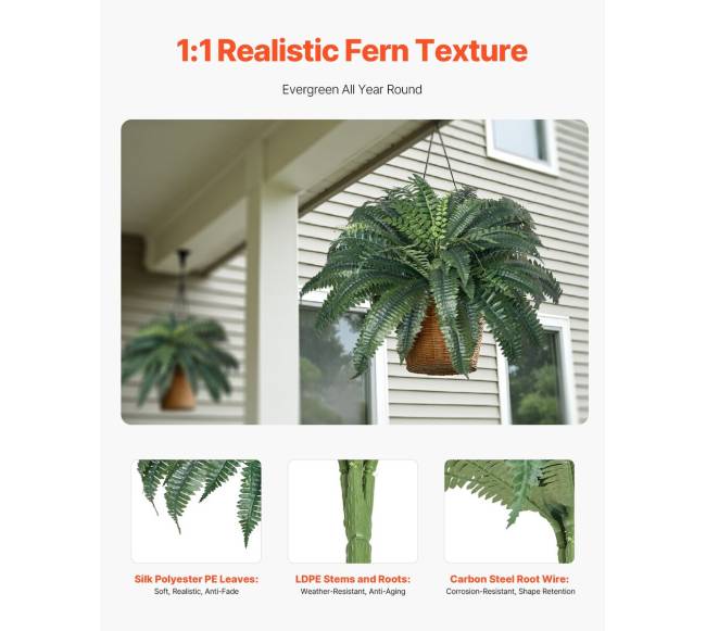 Dirbtinės Bostono papartys su 50 šakų rinkinys2