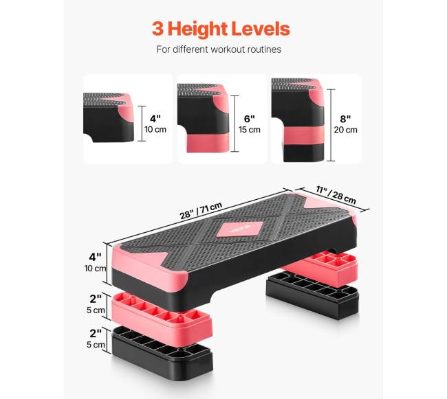 Aerobikos step platforma su 4 reguliuojamais aukščiais3