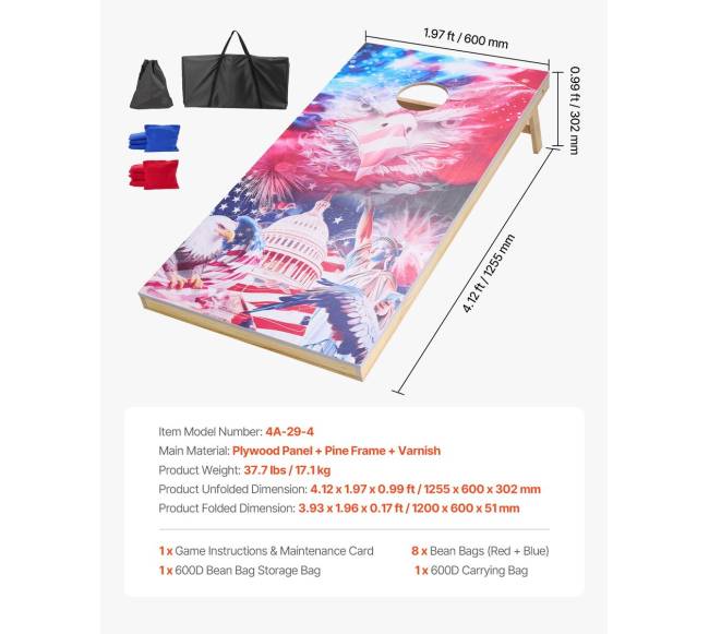 žaismingas 4x2 pėdų medinis lauko žaidimas su maišeliais6