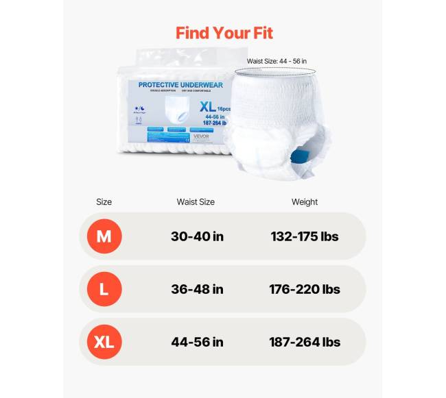 Suaugusiųjų šlapimo nelaikymo kelnaitės XL6