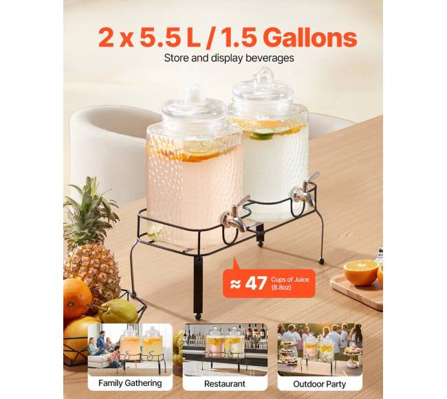 Gėrimų dalytuvas 5,5 l su stovu 2 vnt.1