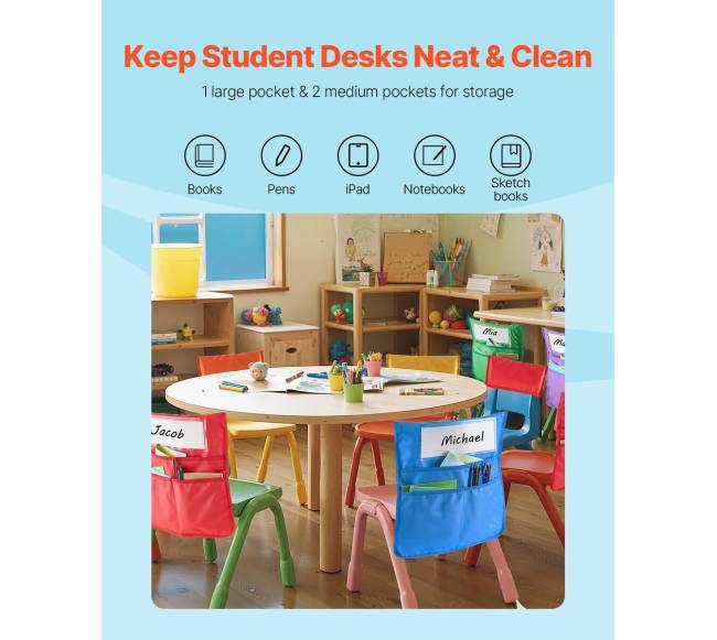 Spalvotos klasės kėdžių kišenės 24 vnt.2