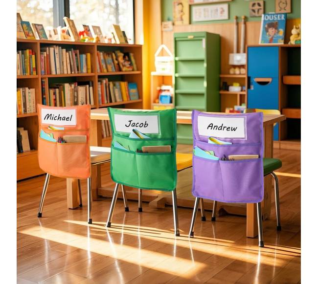 Spalvotos klasės kėdžių kišenės 24 vnt.7