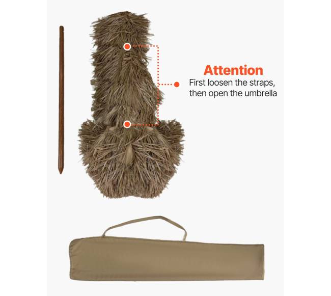 Tropinis šiaudinis skėtis sode ar paplūdimyje4