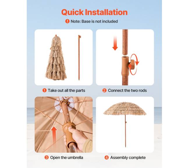 Tropinis šiaudinis skėtis sode ar paplūdimyje5