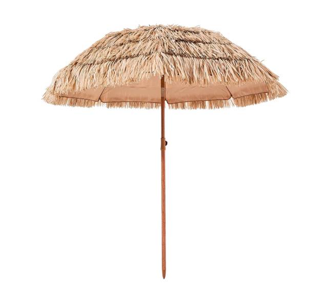Tropinis šiaudinis skėtis sode ar paplūdimyje8