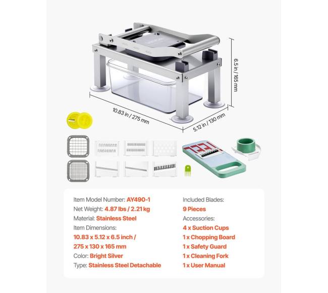 Universalus daržovių pjaustytuvas su 9 ašmenimis6