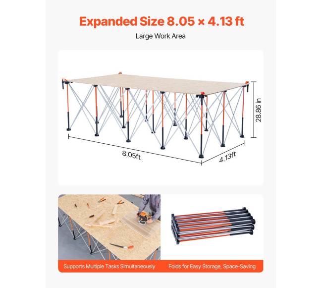 Sulankstomas darbo stalas 2455 x 1260 mm, 2724 kg3