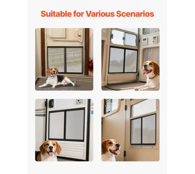 Aliuminio grotelių apsauga durims su šunims5