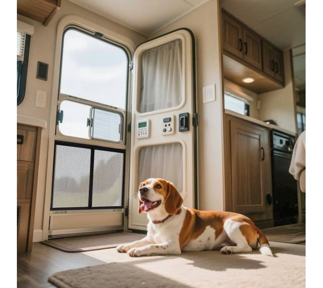 Aliuminio grotelių apsauga durims su šunims7