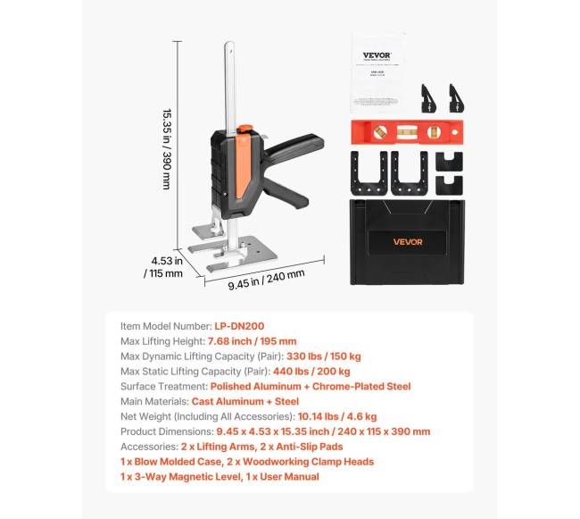 Dvigubas kėlimo domkratas iki 195 mm 200 kg6