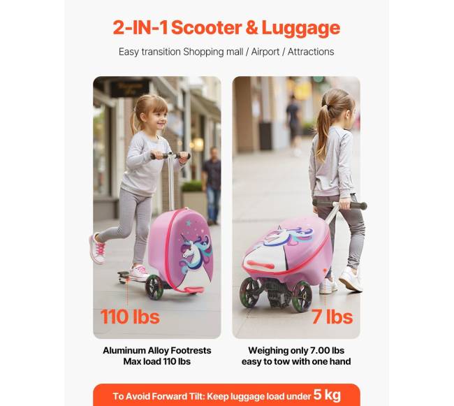 Vaikiškas paspirtukas-lagaminas su šviečiančiais ratais3