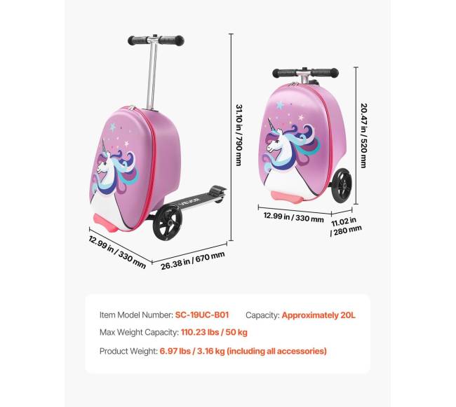 Vaikiškas paspirtukas-lagaminas su šviečiančiais ratais6