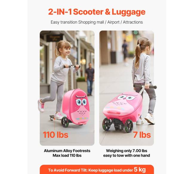 Vaikiškas paspirtukas-lagaminas su šviesos ratukais3