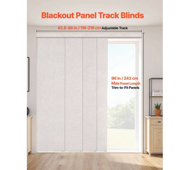 Pilkais paneliniomis žaliuzėmis 116-218 cm.1