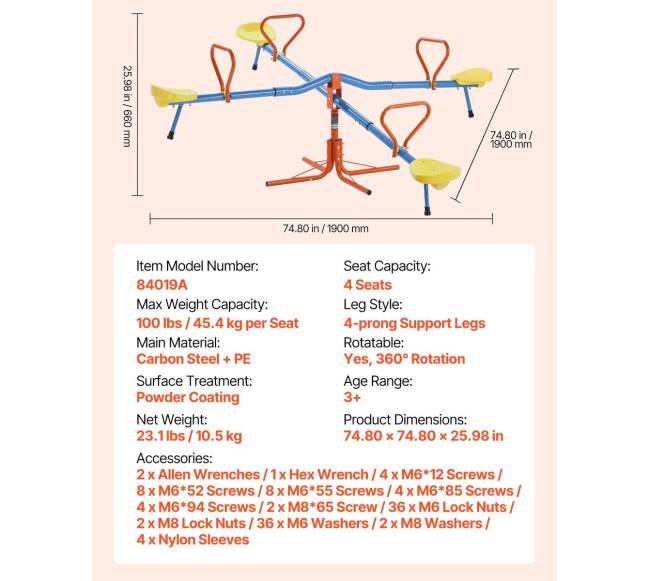 Vaikų sūpynės su 360 pasisukimu6