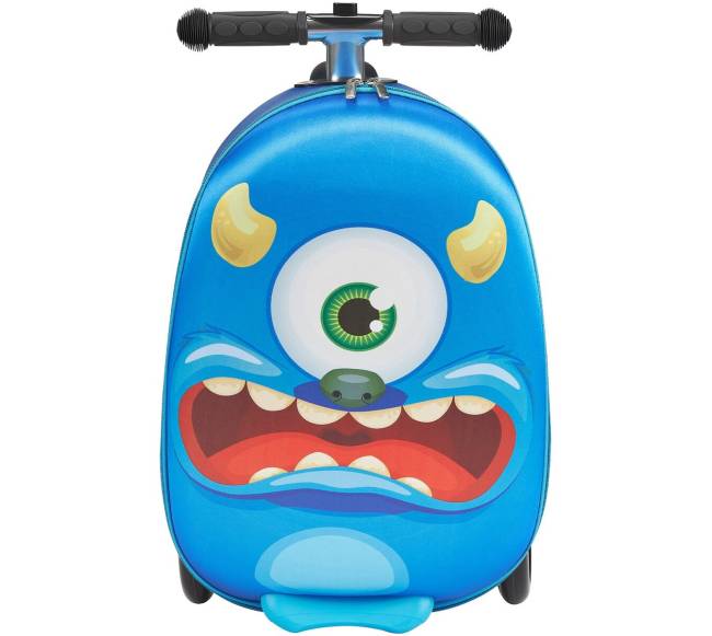 Vaikiškas paspirtukas su lagaminu ir šviečiančiais ratais0