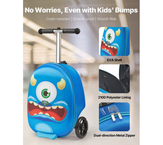 Vaikiškas paspirtukas su lagaminu ir šviečiančiais ratais1