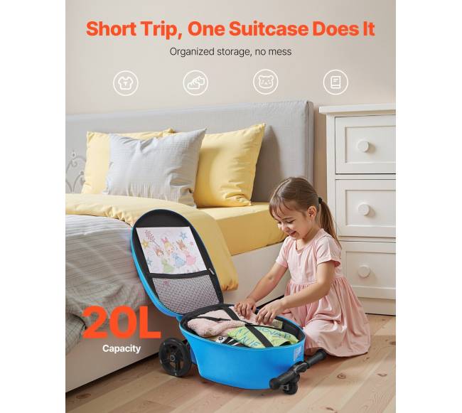 Vaikiškas paspirtukas su lagaminu ir šviečiančiais ratais5