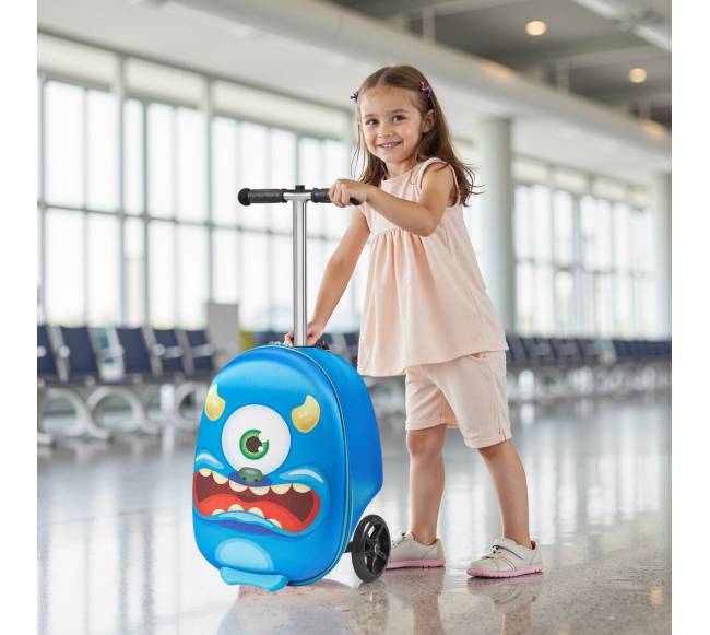 Vaikiškas paspirtukas su lagaminu ir šviečiančiais ratais7