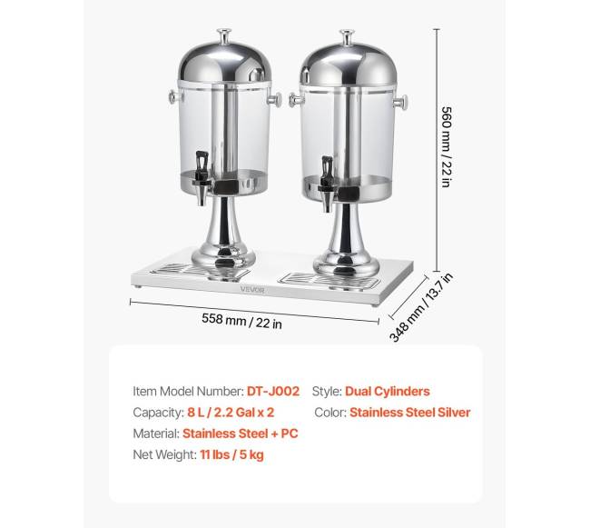 Gėrimų dozatorius su čiaupu, 2 x 8 l6