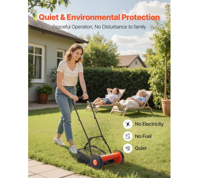 14" rankinis vejapjovė su 5 ašmenimis ir reguliuojamu aukščiu5