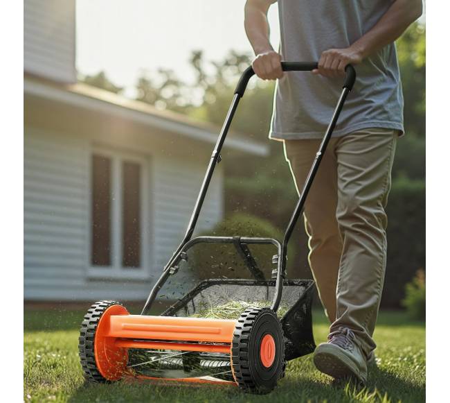 14" rankinis vejapjovė su 5 ašmenimis ir reguliuojamu aukščiu7