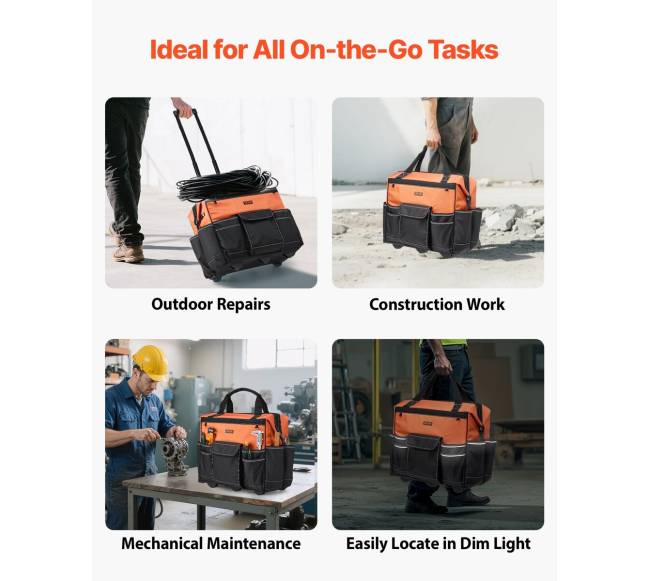 Riedantis įrankių krepšys su 27 kišenėmis5