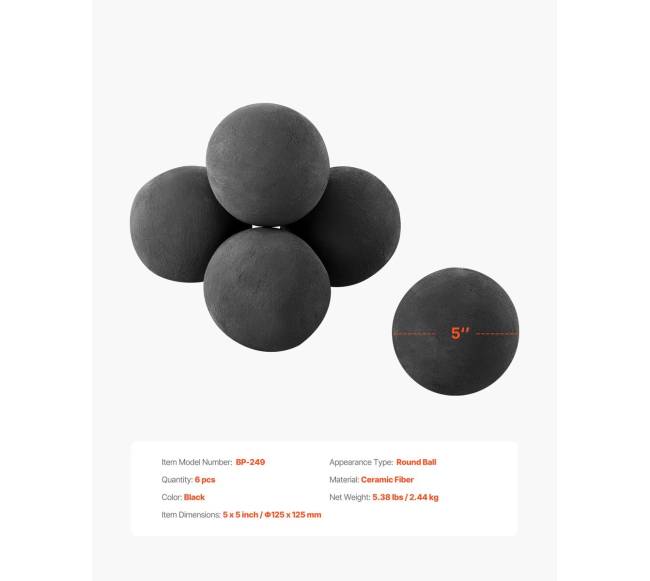 12,5 cm keramikiniai ugnies kamuoliai, 6 vnt.6