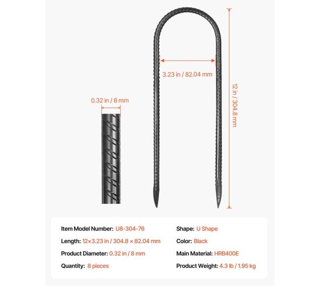 12 colių 8 vnt. U formos armavimo kuoliukai6