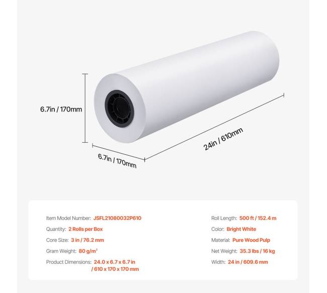 Ploto spausdintuvo popierius 24 cm x 152 m6