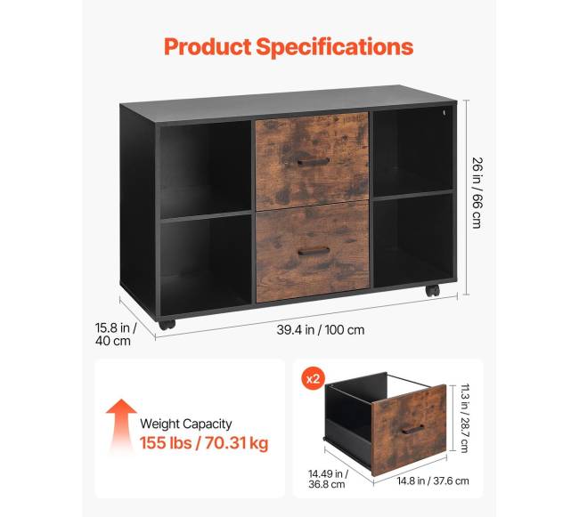 medinė spintelė su 2 stalčiais ir lentynomis2