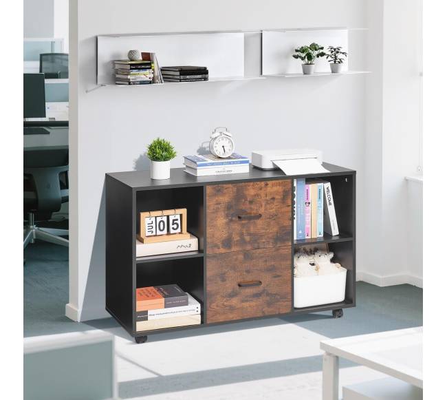 medinė spintelė su 2 stalčiais ir lentynomis7