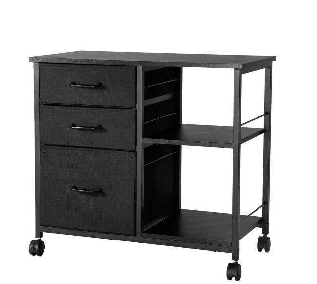 mobilus metalinis failų kabinetas su 3 audinio stalčiais juodas0