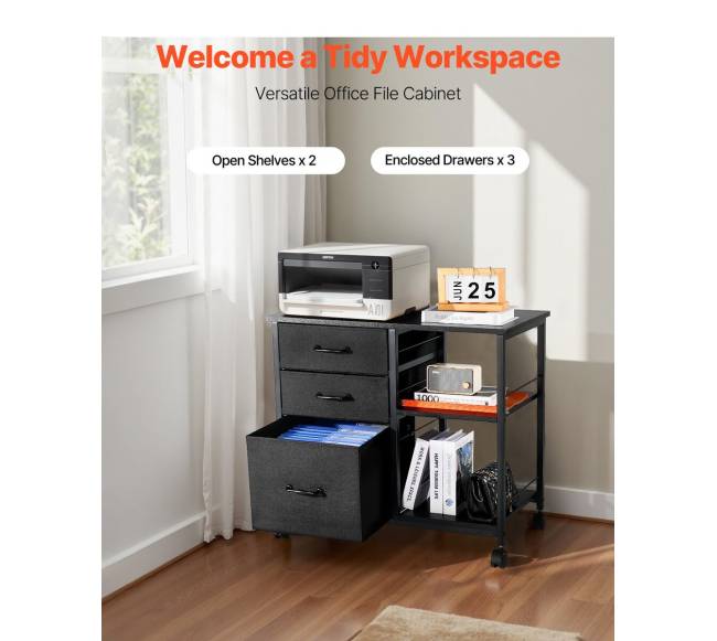 mobilus metalinis failų kabinetas su 3 audinio stalčiais juodas1