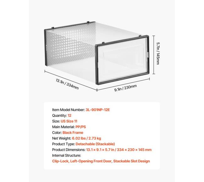 Batų dėžės 12 vnt susidedamos juoda6