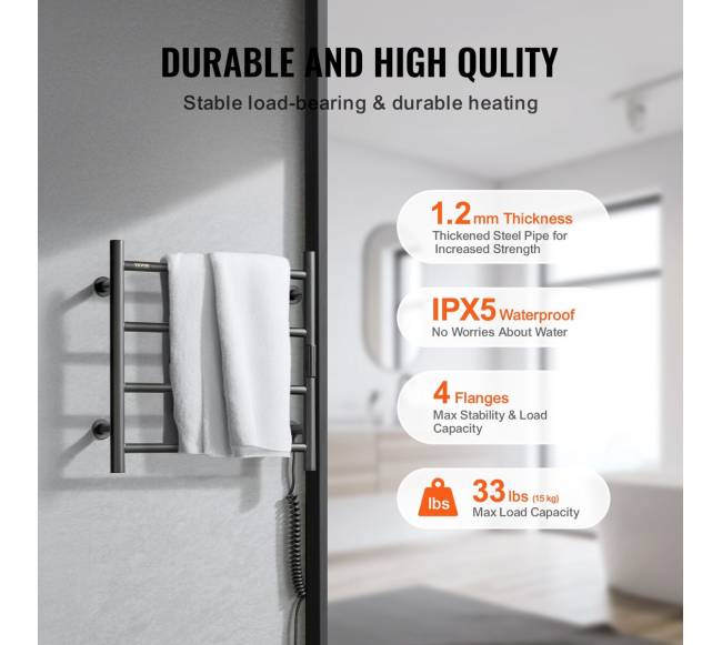 Sieninis juodas rankšluosčių džiovintuvas 4 strypų3